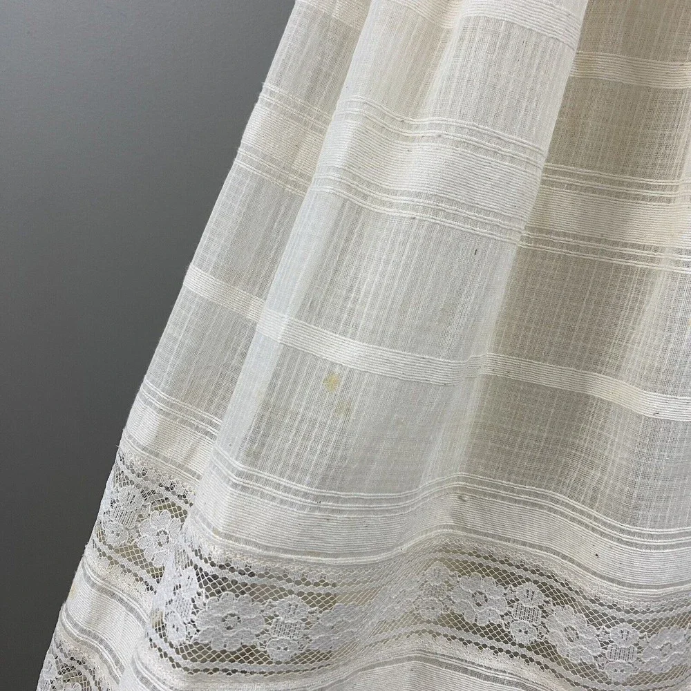 Vtg 70s Albert Capraro Womens Midi Dress XS S Ivory Lace Gunne Style - Picture 7 of 16
